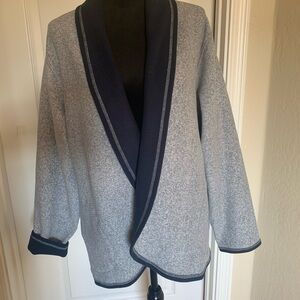 Cuddl Duds Gray and Navy Open Cardigan Two Pockets Size 1X Reversible!